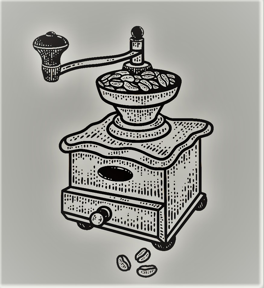 Old coffee grinder sketch vector illustration