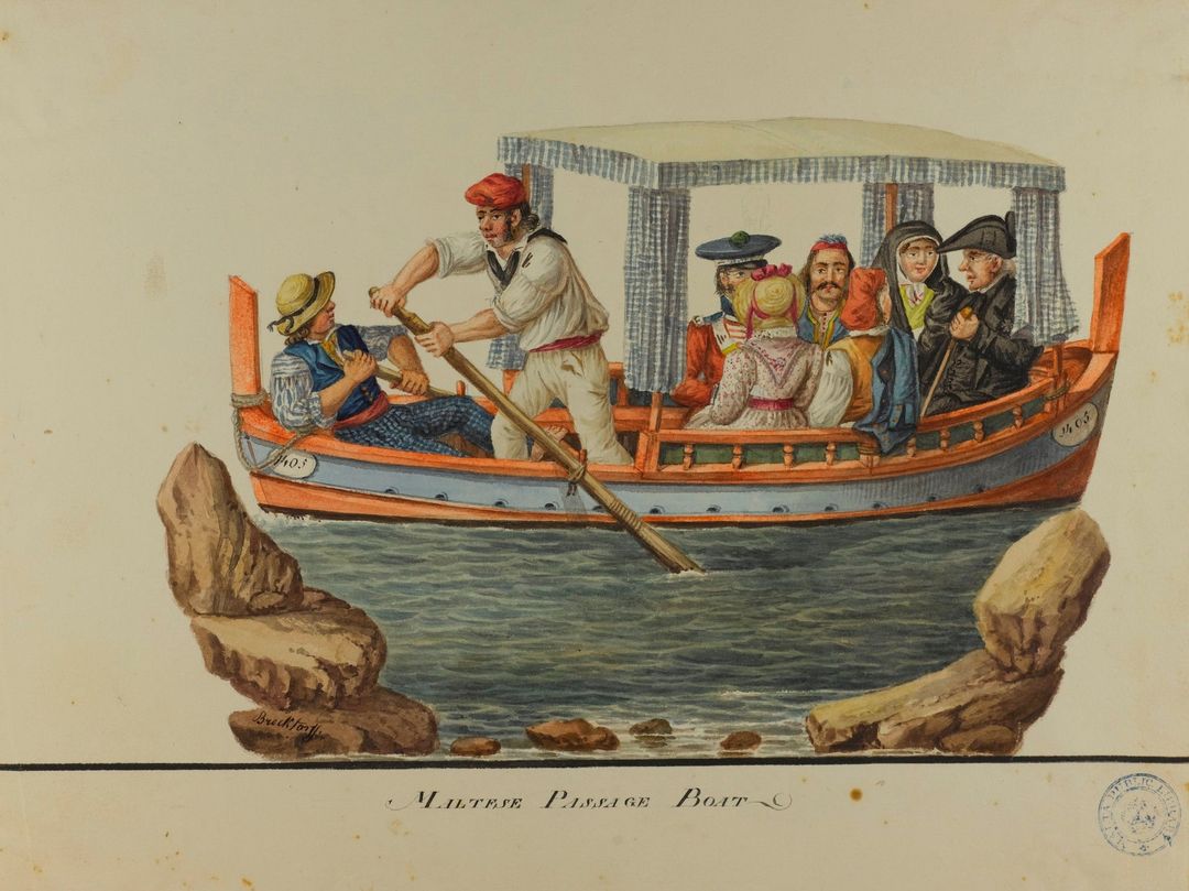 dghajsa with passengers Brodktorff